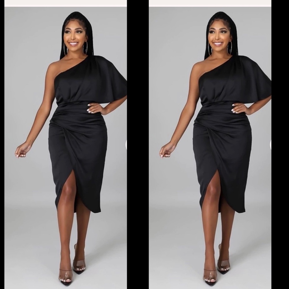 Medium satin one shoulder dress